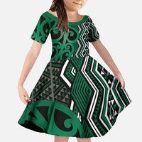 Maori Taniko Patterns Family Matching Tank Maxi Dress and Hawaiian Shirt Pounamu Patiki Motifs Mix Whakairo Ngaru