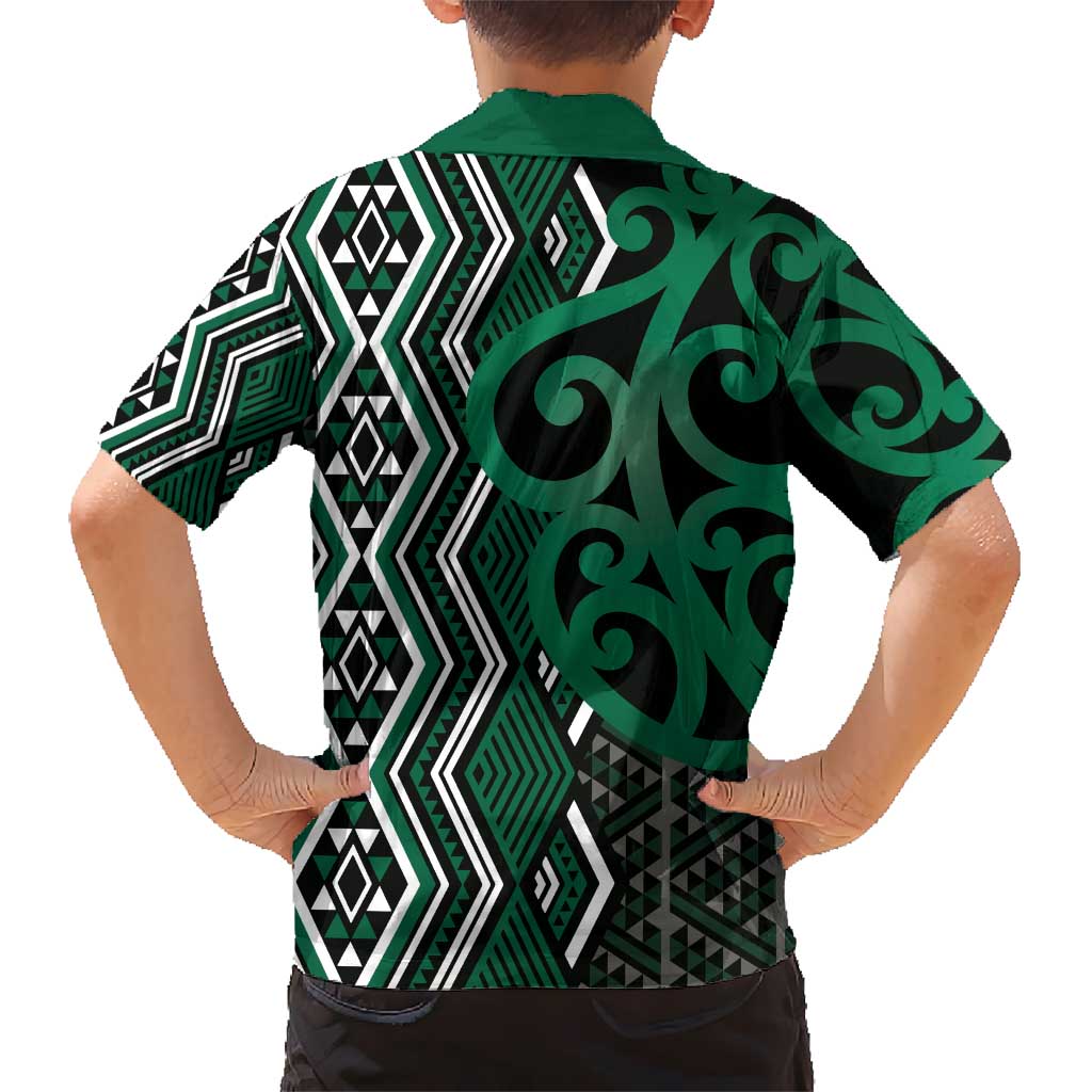 Maori Taniko Patterns Kid Hawaiian Shirt Pounamu Patiki Motifs Mix Whakairo Ngaru LT7 - Polynesian Pride