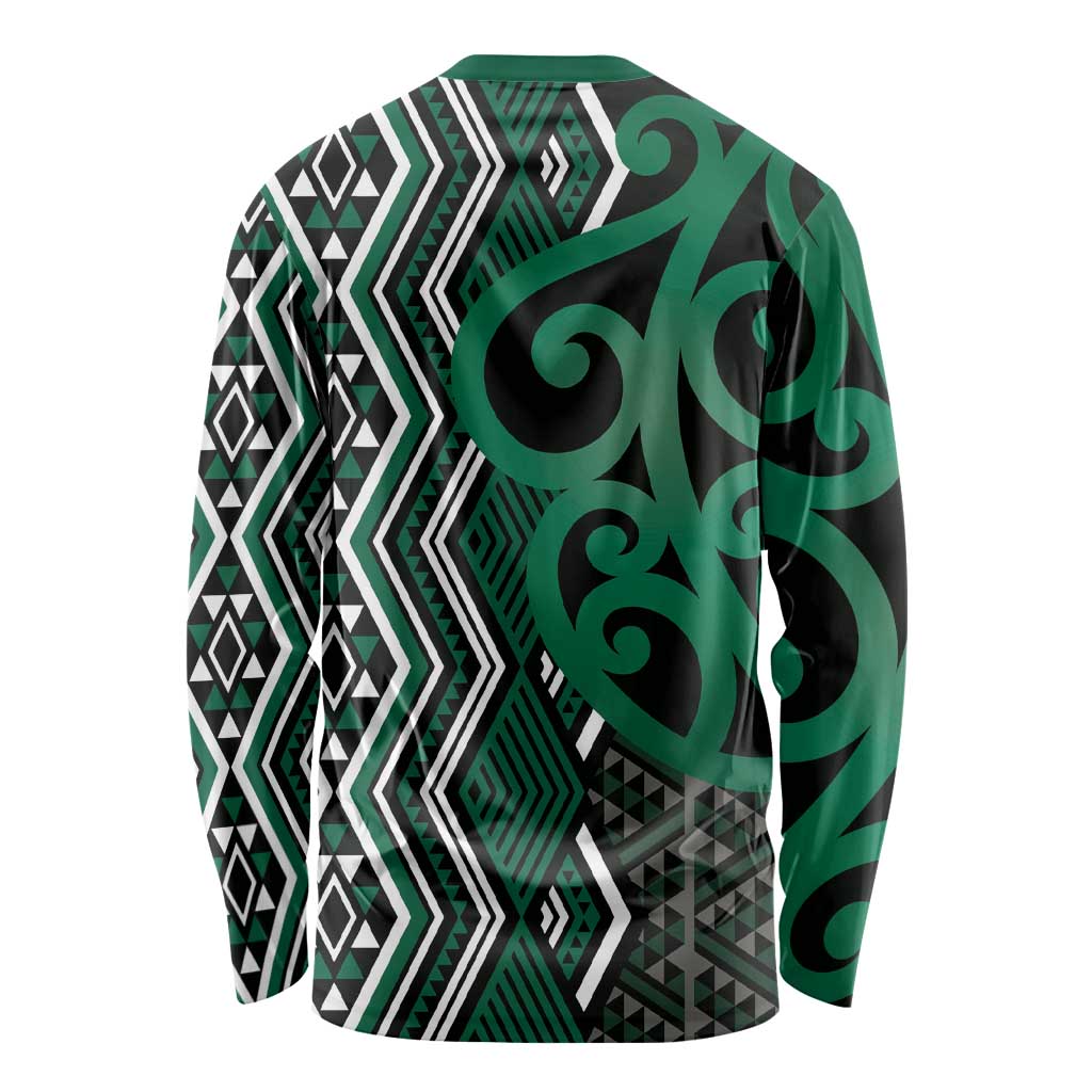 Maori Taniko Patterns Long Sleeve Shirt Pounamu Patiki Motifs Mix Whakairo Ngaru LT7 - Polynesian Pride