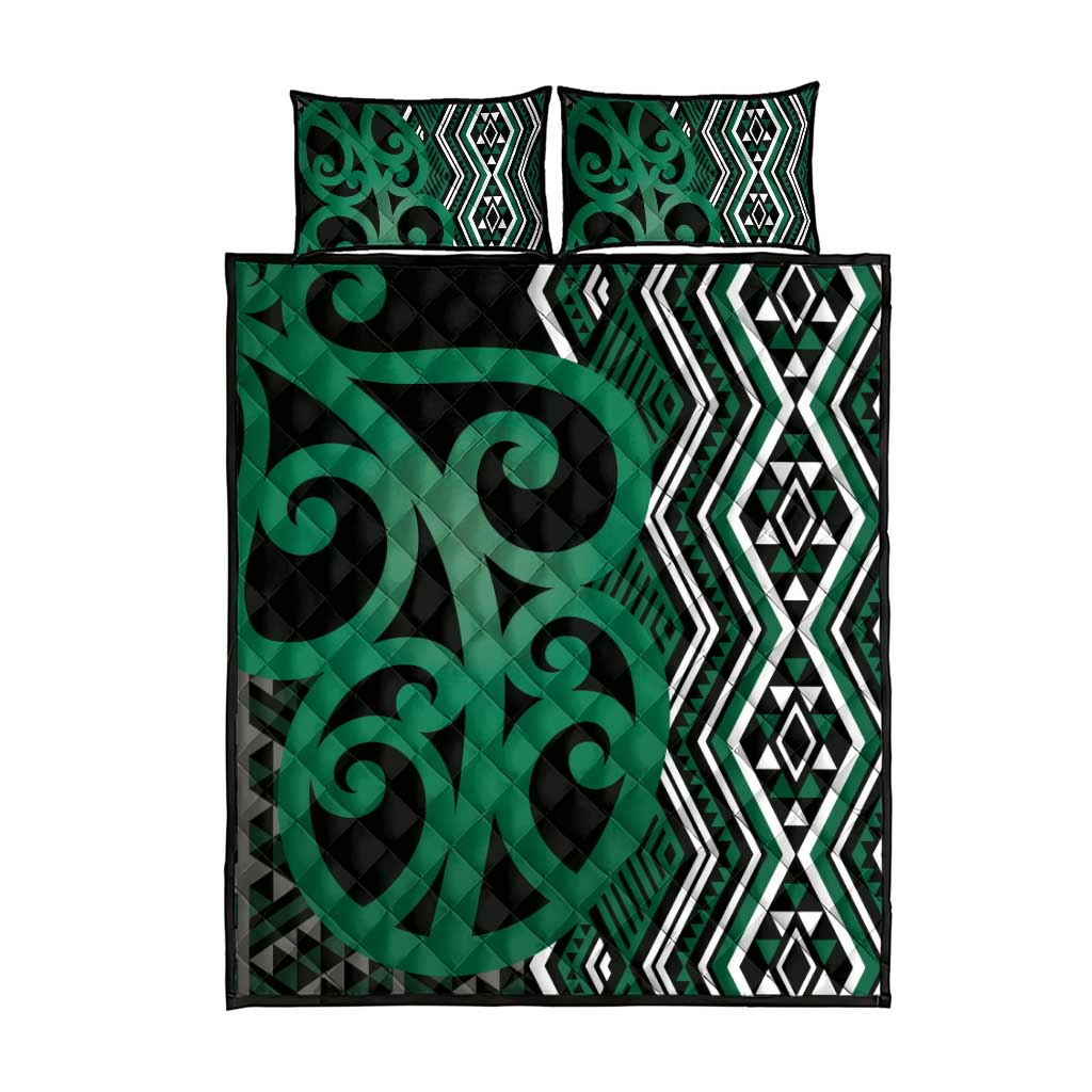 Maori Taniko Patterns Quilt Bed Set Pounamu Patiki Motifs Mix Whakairo Ngaru