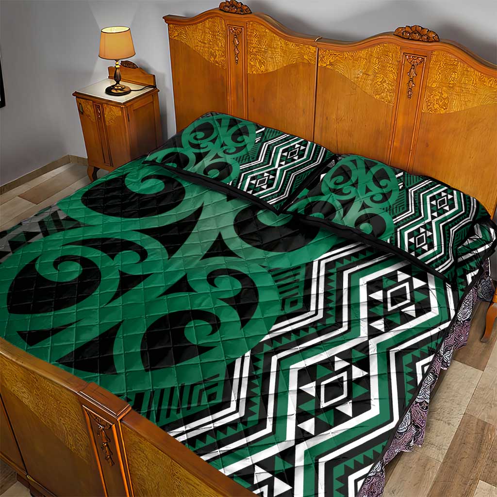 Maori Taniko Patterns Quilt Bed Set Pounamu Patiki Motifs Mix Whakairo Ngaru