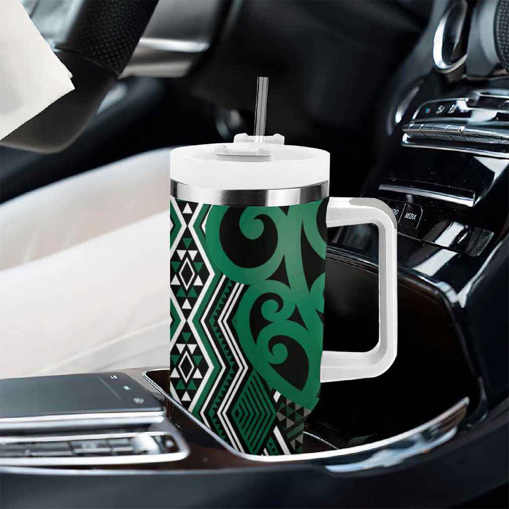 Maori Taniko Patterns Tumbler With Handle Pounamu Patiki Motifs Mix Whakairo Ngaru