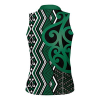 Maori Taniko Patterns Women Sleeveless Polo Shirt Pounamu Patiki Motifs Mix Whakairo Ngaru