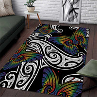 Aotearoa Takatapui Pride Area Rug Rainbow Butterfly - Free To Love