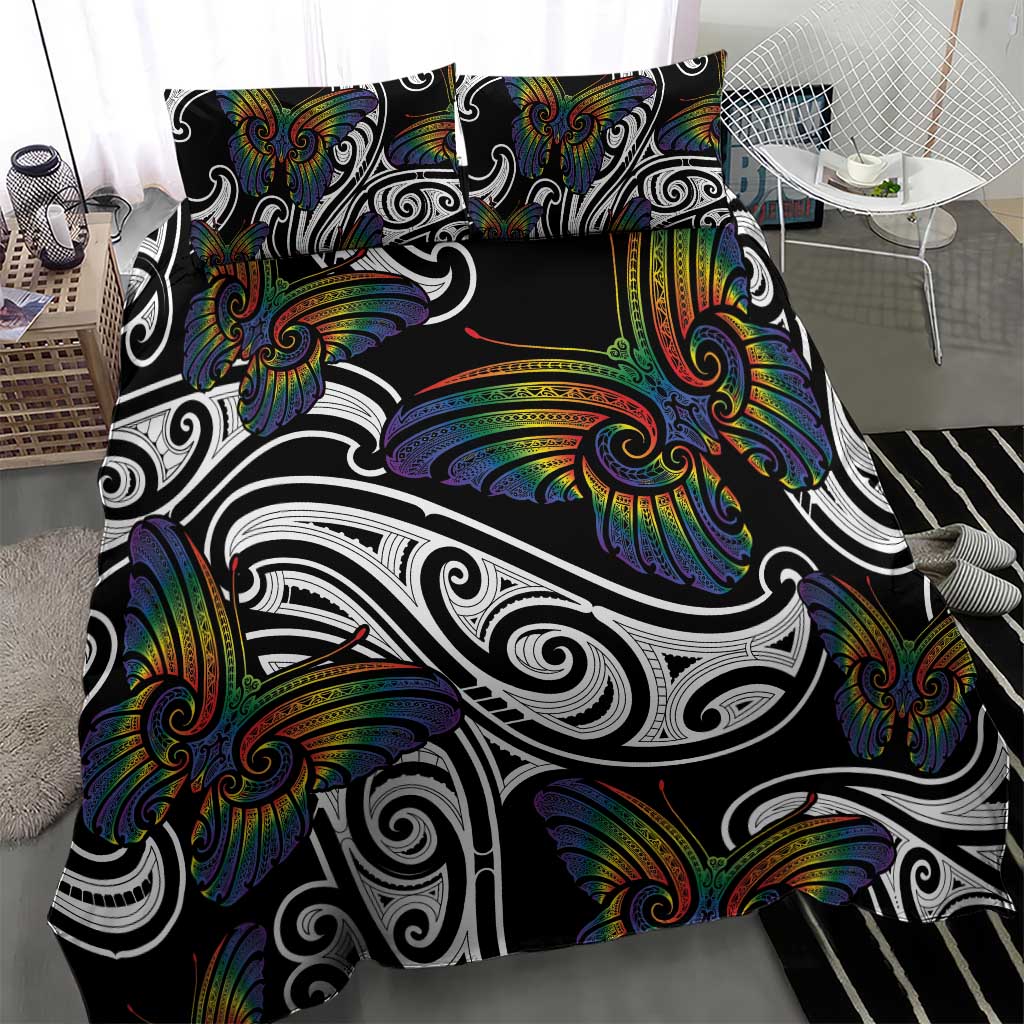 Aotearoa Takatapui Pride Bedding Set Rainbow Butterfly - Free To Love