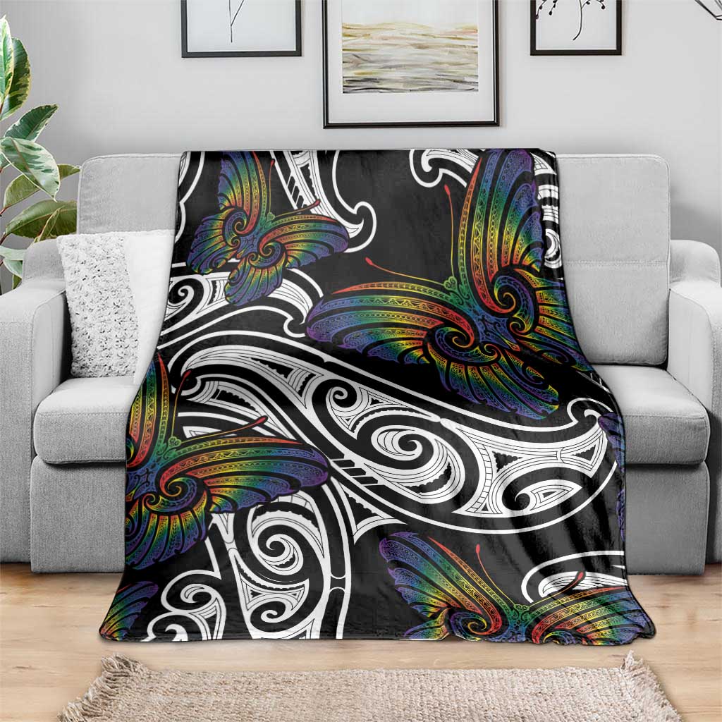 Aotearoa Takatapui Pride Blanket Rainbow Butterfly - Free To Love