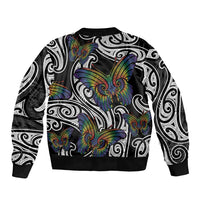 Aotearoa Takatapui Pride Bomber Jacket Rainbow Butterfly - Free To Love