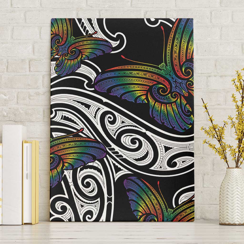Aotearoa Takatapui Pride Canvas Wall Art Rainbow Butterfly - Free To Love