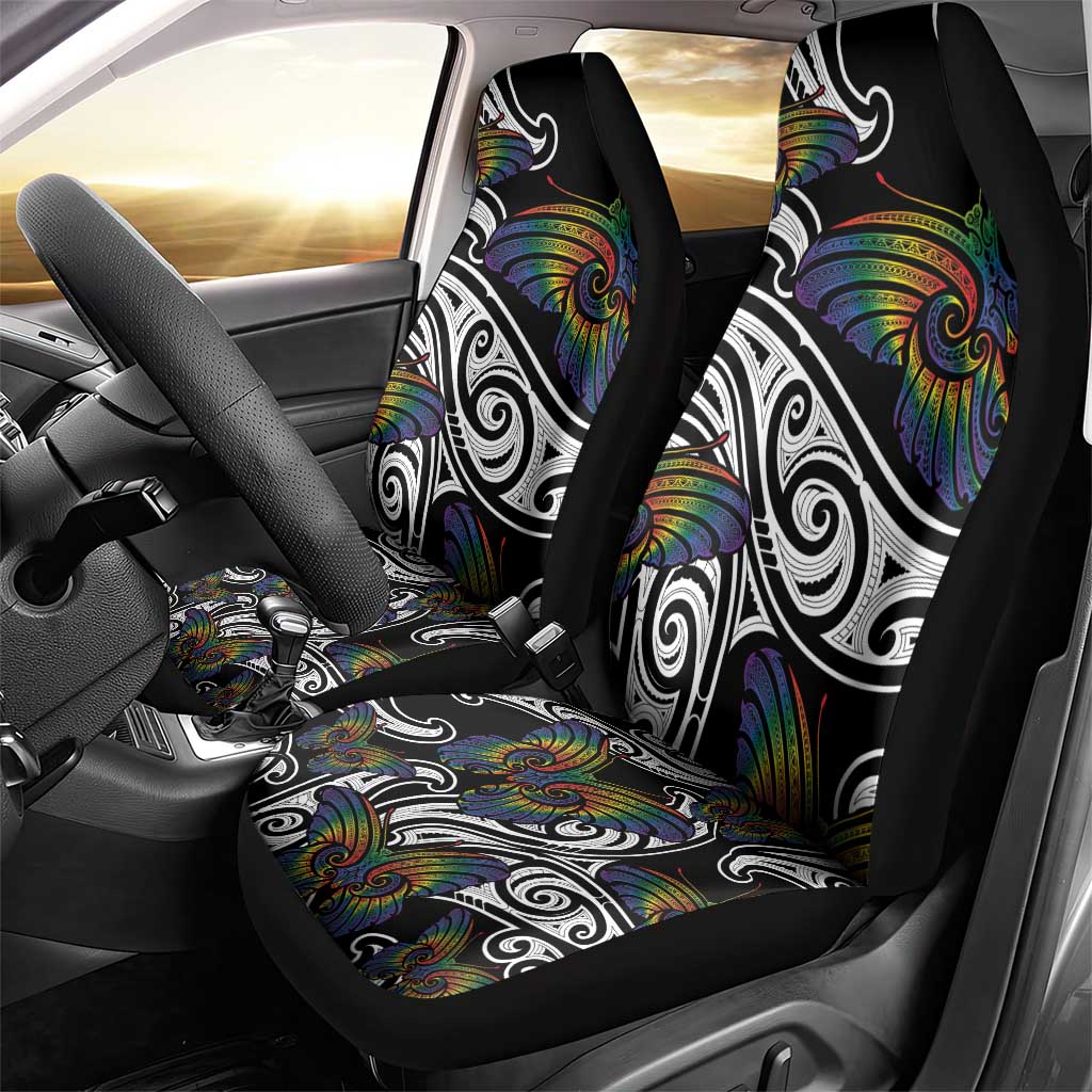 Aotearoa Takatapui Pride Car Seat Cover Rainbow Butterfly - Free To Love