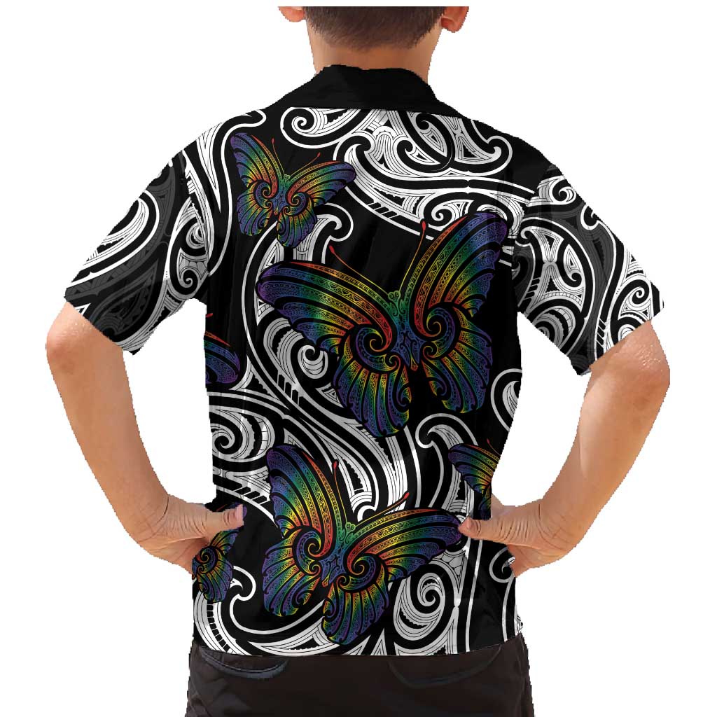 Aotearoa Takatapui Pride Family Matching Mermaid Dress and Hawaiian Shirt Rainbow Butterfly - Free To Love