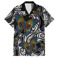 Aotearoa Takatapui Pride Family Matching Short Sleeve Bodycon Dress and Hawaiian Shirt Rainbow Butterfly - Free To Love