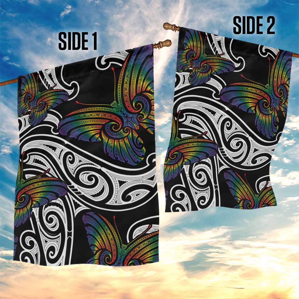 Aotearoa Takatapui Pride Garden Flag Rainbow Butterfly - Free To Love