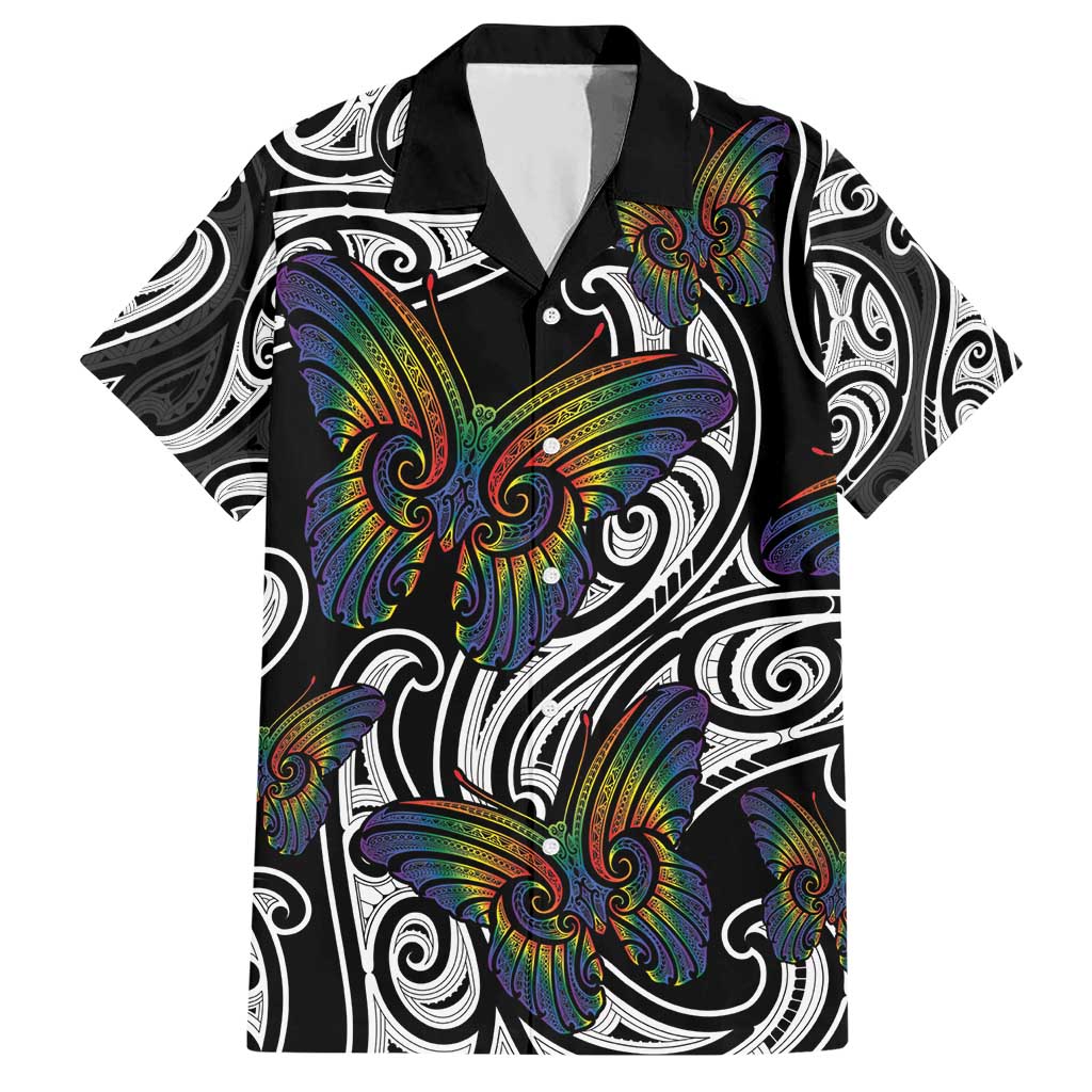 Aotearoa Takatapui Pride Hawaiian Shirt Rainbow Butterfly - Free To Love