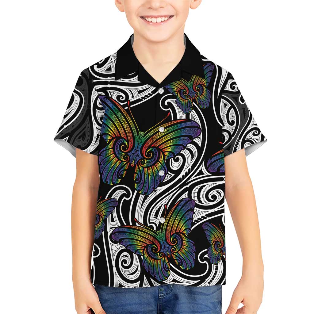 Aotearoa Takatapui Pride Hawaiian Shirt Rainbow Butterfly - Free To Love