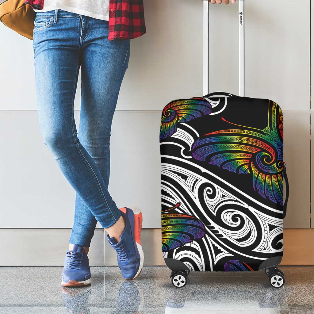 Aotearoa Takatapui Pride Luggage Cover Rainbow Butterfly - Free To Love