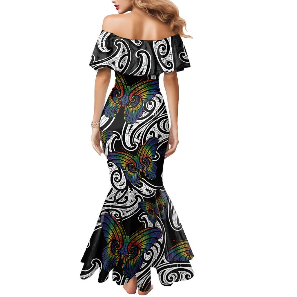 Aotearoa Takatapui Pride Mermaid Dress Rainbow Butterfly - Free To Love