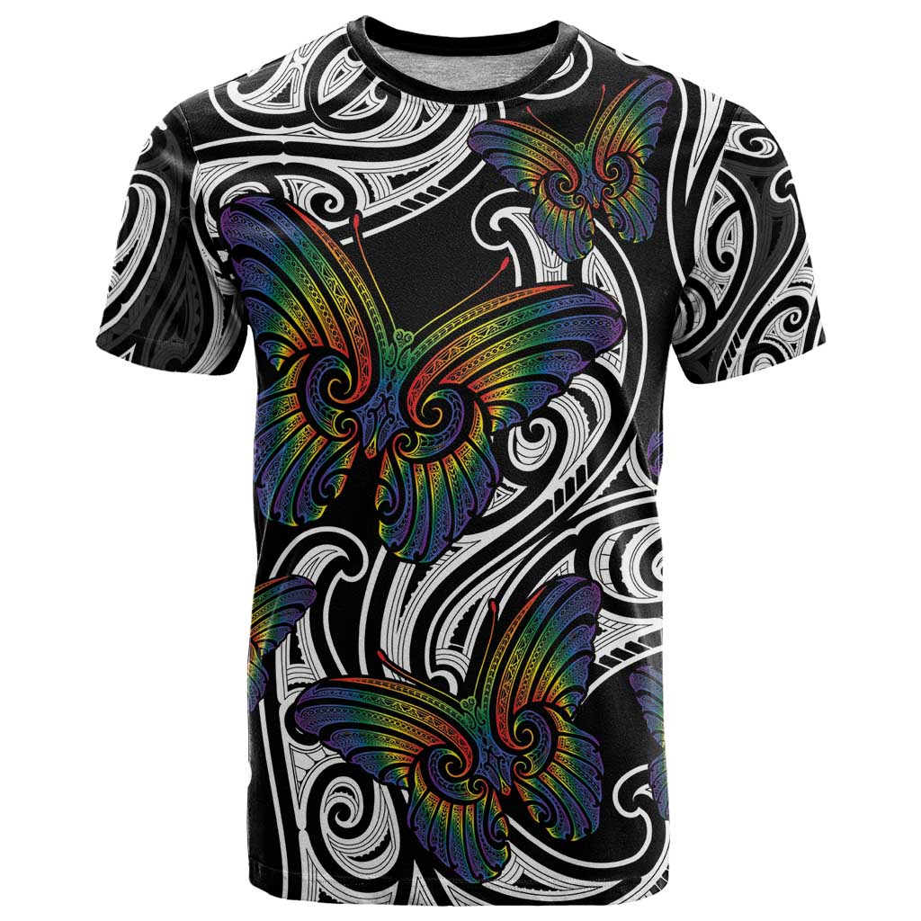 Aotearoa Takatapui Pride T Shirt Rainbow Butterfly - Free To Love