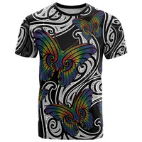 Aotearoa Takatapui Pride T Shirt Rainbow Butterfly - Free To Love