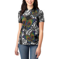 Aotearoa Takatapui Pride Women Polo Shirt Rainbow Butterfly - Free To Love