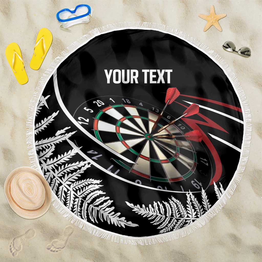 New Zealand Darts Personalised Beach Blanket Silver Fern Dynamic