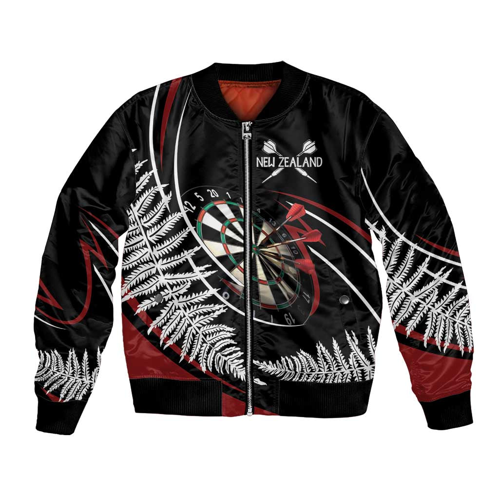 New Zealand Darts Personalised Bomber Jacket Silver Fern Dynamic