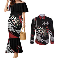 New Zealand Darts Personalised Couples Matching Mermaid Dress and Long Sleeve Button Shirt Silver Fern Dynamic