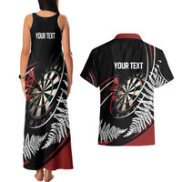 New Zealand Darts Personalised Couples Matching Tank Maxi Dress and Hawaiian Shirt Silver Fern Dynamic