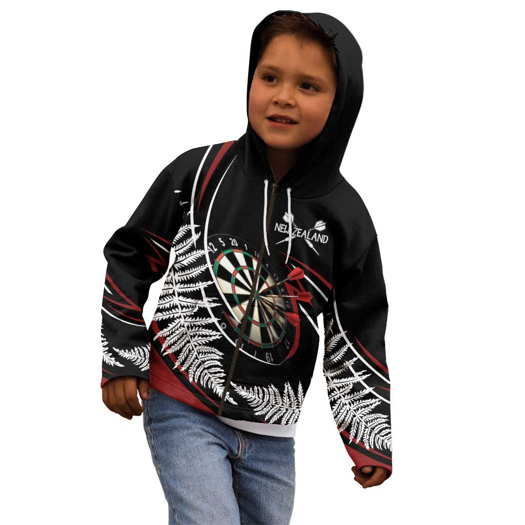 New Zealand Darts Personalised Kid Hoodie Silver Fern Dynamic