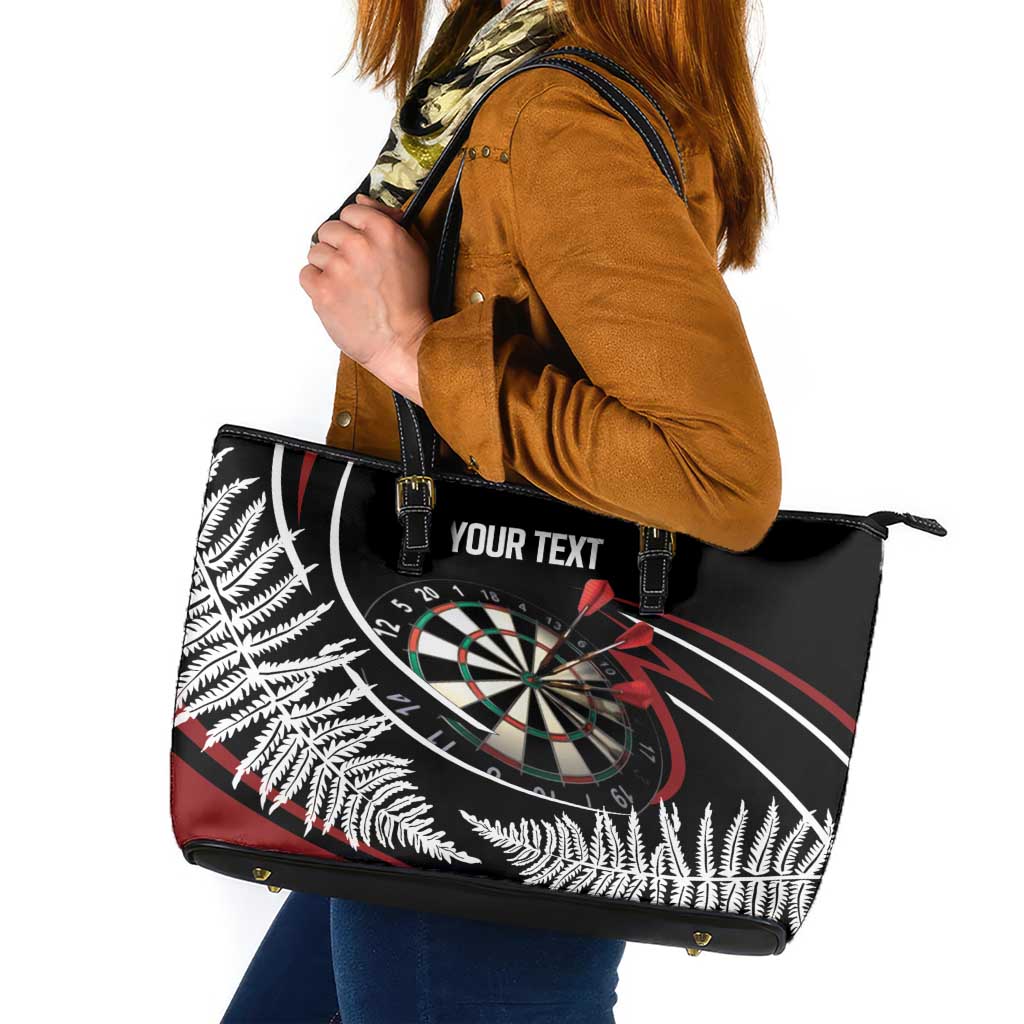 New Zealand Darts Personalised Leather Tote Bag Silver Fern Dynamic
