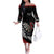 New Zealand Darts Personalised Off The Shoulder Long Sleeve Dress Silver Fern Dynamic