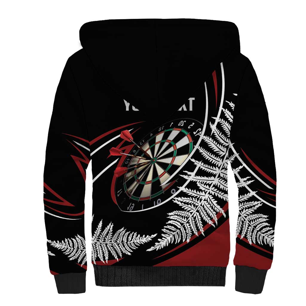 New Zealand Darts Personalised Sherpa Hoodie Silver Fern Dynamic