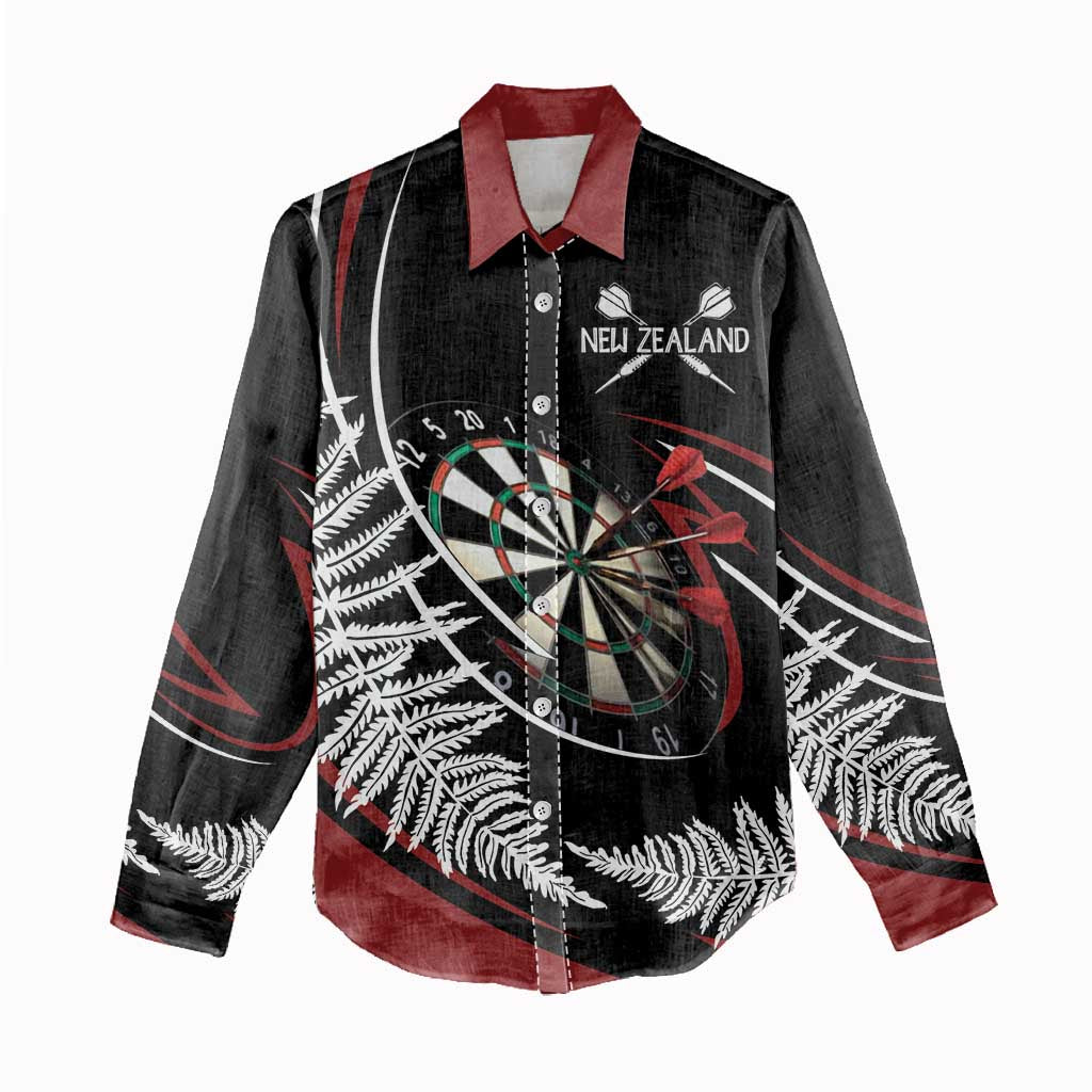 New Zealand Darts Personalised Women Casual Shirt Silver Fern Dynamic