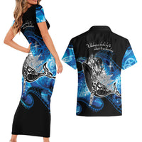 Maori Matariki Te Araroa Paikea Starry Couples Matching Short Sleeve Bodycon Dress and Hawaiian Shirt Tangaroa Whakatauki