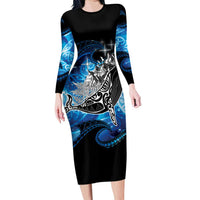 Maori Matariki Te Araroa Paikea Starry Family Matching Long Sleeve Bodycon Dress and Hawaiian Shirt Tangaroa Whakatauki