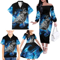 Maori Matariki Te Araroa Paikea Starry Family Matching Off The Shoulder Long Sleeve Dress and Hawaiian Shirt Tangaroa Whakatauki
