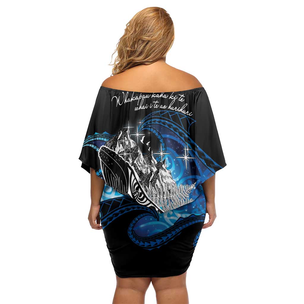 Maori Matariki Te Araroa Paikea Starry Family Matching Off Shoulder Short Dress and Hawaiian Shirt Tangaroa Whakatauki