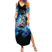 Maori Matariki Te Araroa Paikea Starry Family Matching Summer Maxi Dress and Hawaiian Shirt Tangaroa Whakatauki