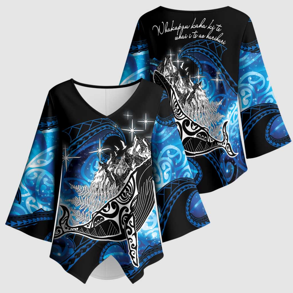 Maori Matariki Te Araroa Paikea Starry Kimono Sleeve Blouse Tangaroa Whakatauki