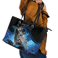 Maori Matariki Te Araroa Paikea Starry Leather Tote Bag Tangaroa Whakatauki
