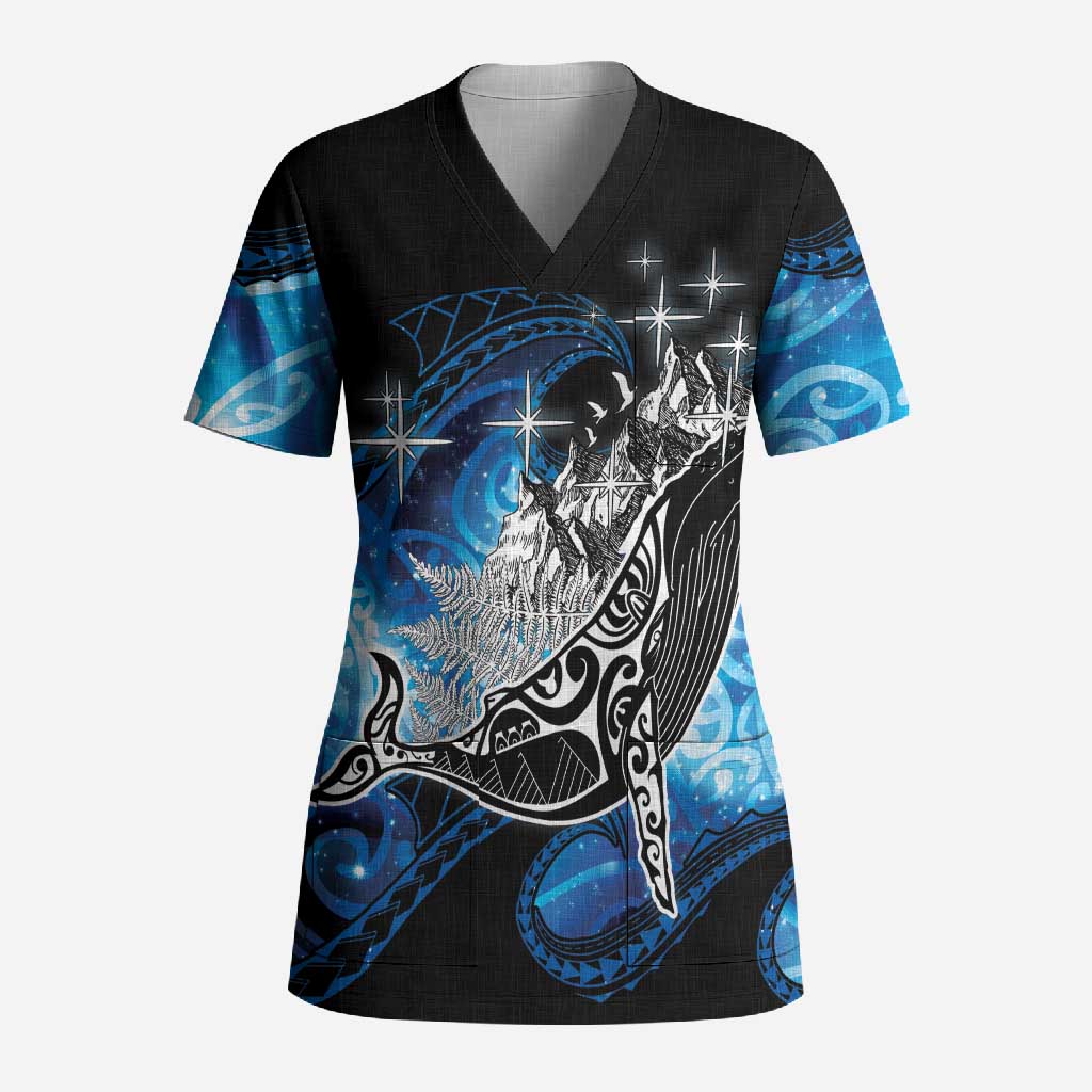 Maori Matariki Te Araroa Paikea Starry Scrub Top Tangaroa Whakatauki