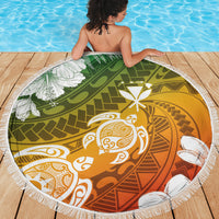Kanaka Maoli Hawaii Flag Day Beach Blanket Vibrant Frangipani