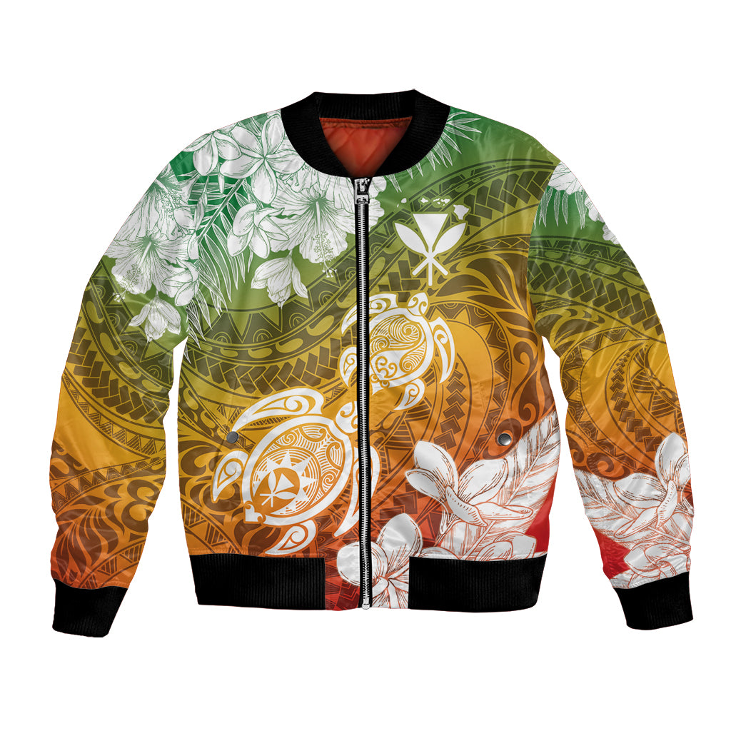 Kanaka Maoli Hawaii Flag Day Bomber Jacket Vibrant Frangipani