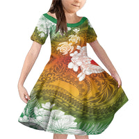 Kanaka Maoli Hawaii Flag Day Family Matching Mermaid Dress and Hawaiian Shirt Vibrant Frangipani