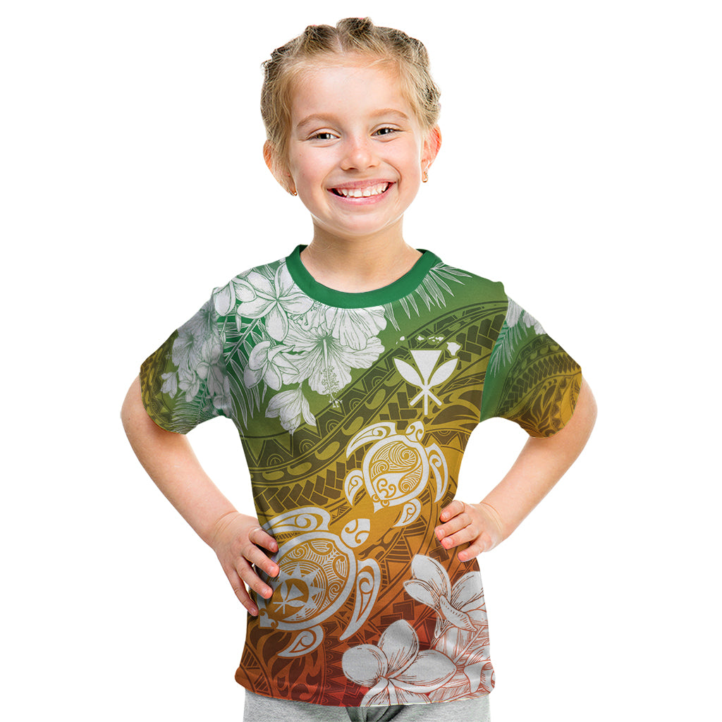 Kanaka Maoli Hawaii Flag Day Kid T Shirt Vibrant Frangipani