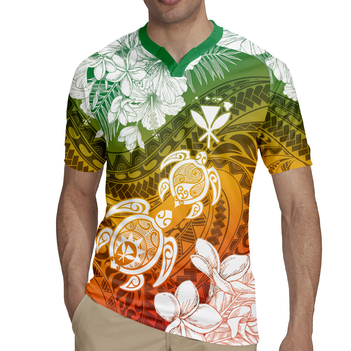 Kanaka Maoli Hawaii Flag Day Rugby Jersey Vibrant Frangipani