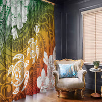 Kanaka Maoli Hawaii Flag Day Window Curtain Vibrant Frangipani