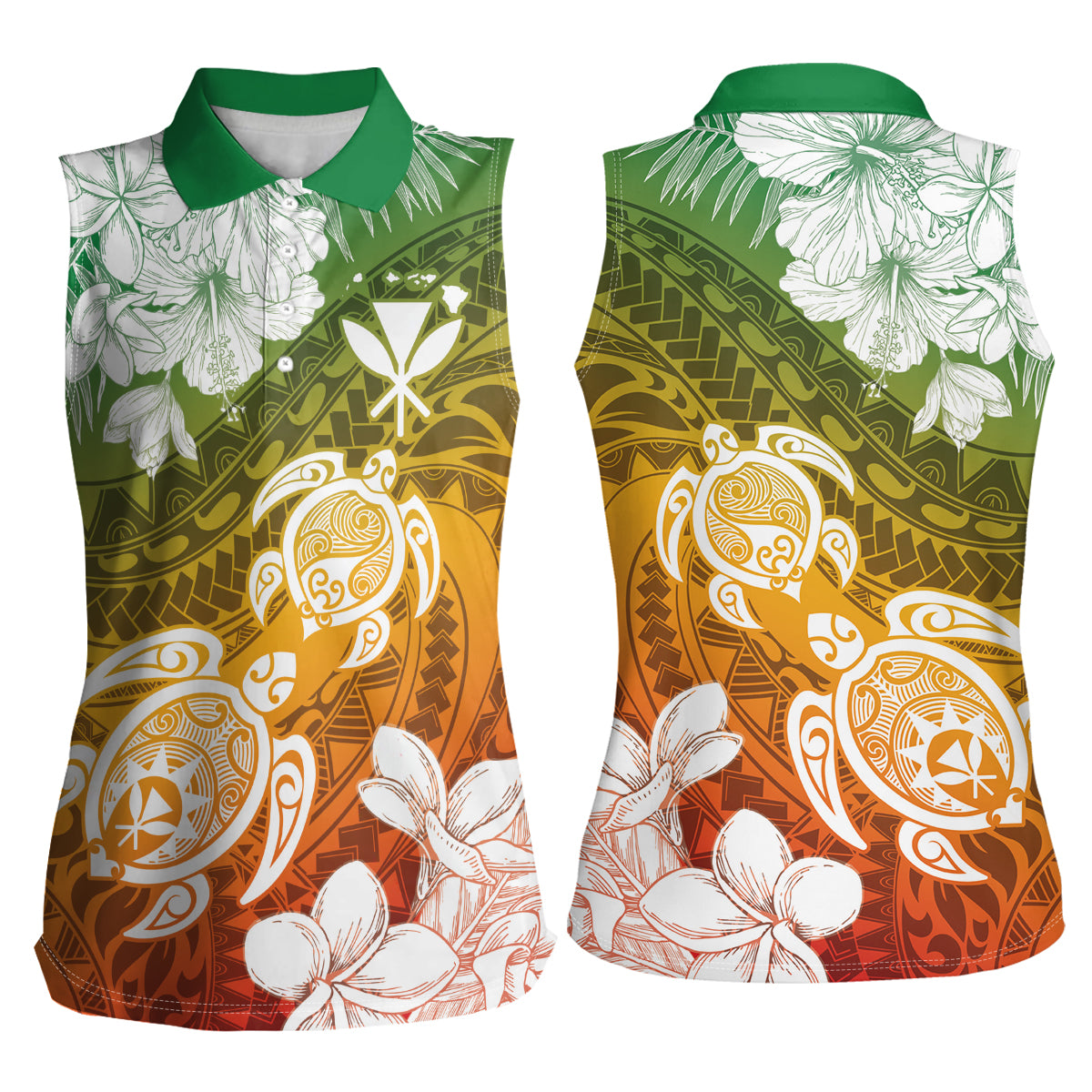 Kanaka Maoli Hawaii Flag Day Women Sleeveless Polo Shirt Vibrant Frangipani