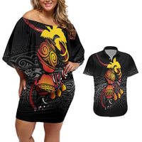 Personalized Papua New Guinea Milne Bay Couples Matching Off Shoulder Short Dress and Hawaiian Shirt Bagi Necklace Mix Lime Pot Grunge