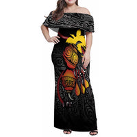 Personalized Papua New Guinea Milne Bay Family Matching Off Shoulder Maxi Dress and Hawaiian Shirt Bagi Necklace Mix Lime Pot Grunge