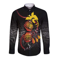 Personalized Papua New Guinea Milne Bay Long Sleeve Button Shirt Bagi Necklace Mix Lime Pot Grunge